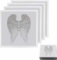  A gorgeous set of Mirrored Coasters featuring a glittery angel wing decal 