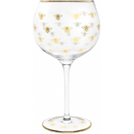 Gold Bees Gin Glass