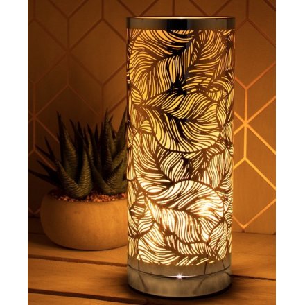 Amber Leaf Pattern Touch Lamp