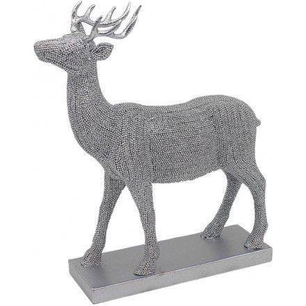  Bring a glitzy vibe to any home space with this sleek and stylish ornamental stag statue covered with blingy diamonte a