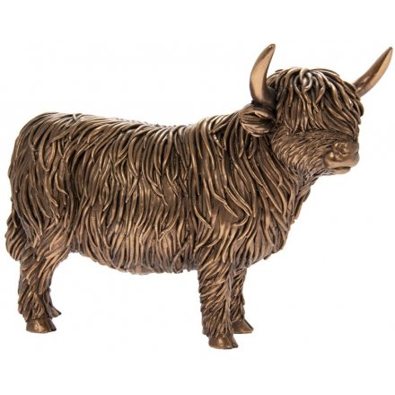 Reflections Bronzed Highland Cow, 14cm