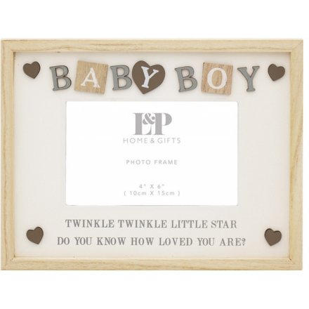 this natural wooden frame will place perfectly in any new baby room 