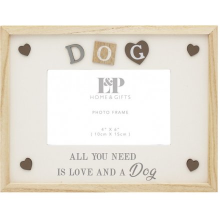  Featuring a sweetly scripted text decal and added accents, this natural wooden frame will place perfectly in pets home
