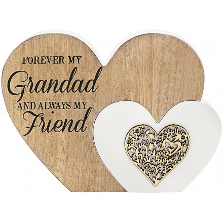 'Forever My Grandad' Natural Toned Heart Plaque 