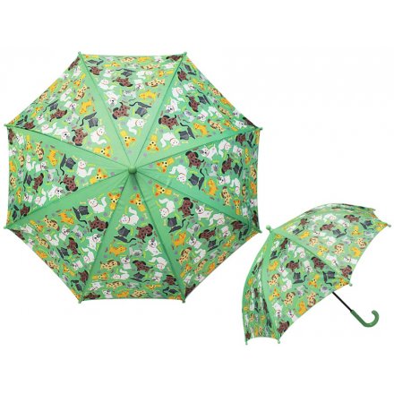 Green Cats And Dogs Childrens Umbrella
