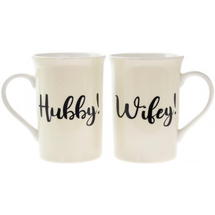 Set of 2 Mugs - Hubby and Wifey 