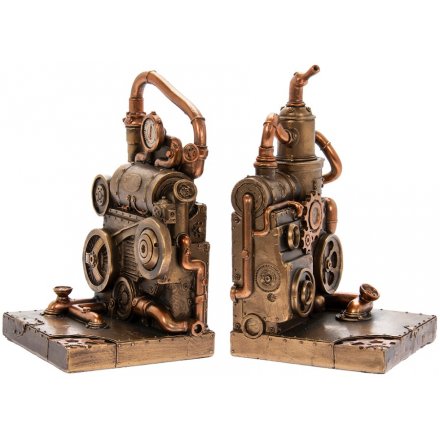 Ornamental Steampunk Industrial Bookends 