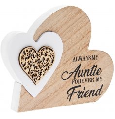  Bring home a sentimental and almost sweet feel with this natural toned smooth wooden heart block 