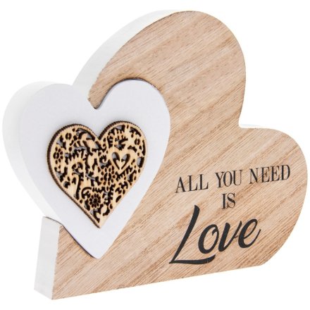 Sentiments Double Heart Plaque - All You Need Is Love 