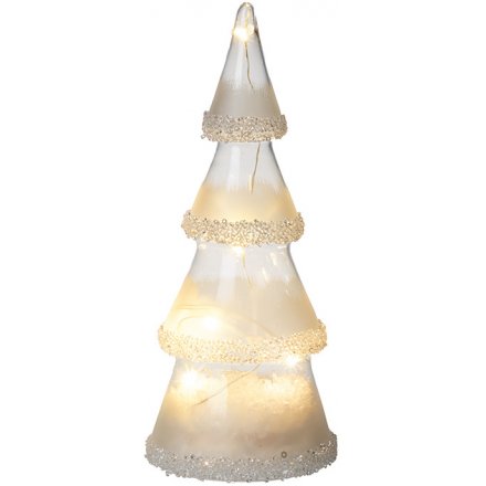 Glitter Glass LED Tree, 21cm 