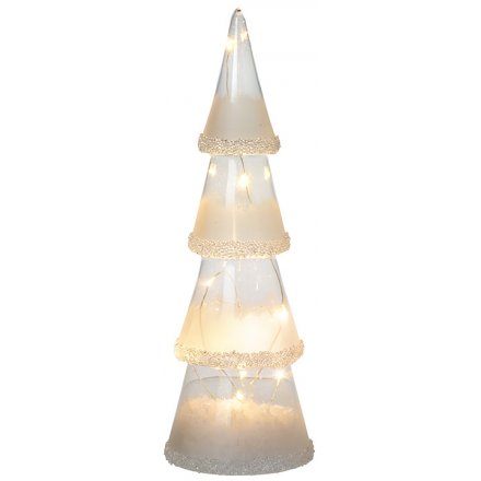 Slim Glitter Glass LED Tree, 26cm 