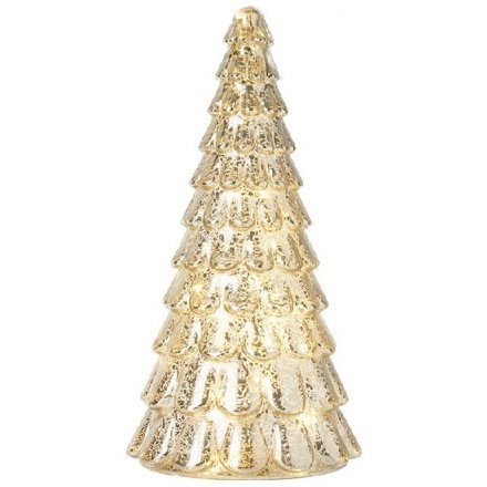 Gold Mottled LED Tree, 32cm 