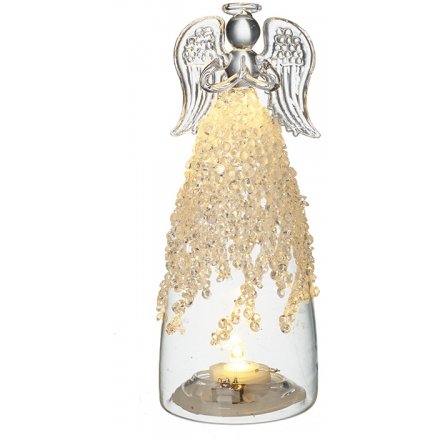 LED Glass Angel, 15cm 