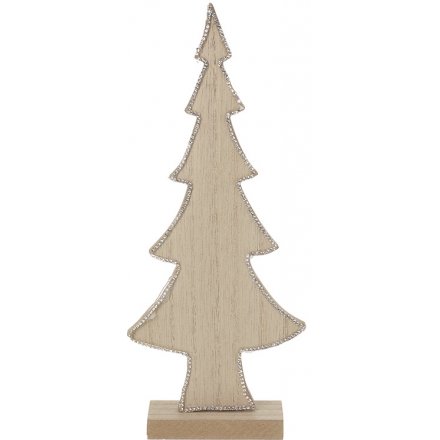 Natural Wood Tree With Glitter Edge, 25cm 