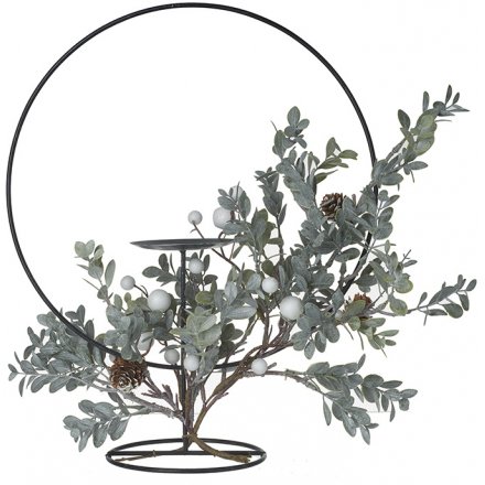 Leaf And Pinecone Branch Candle Holder, 40cm 