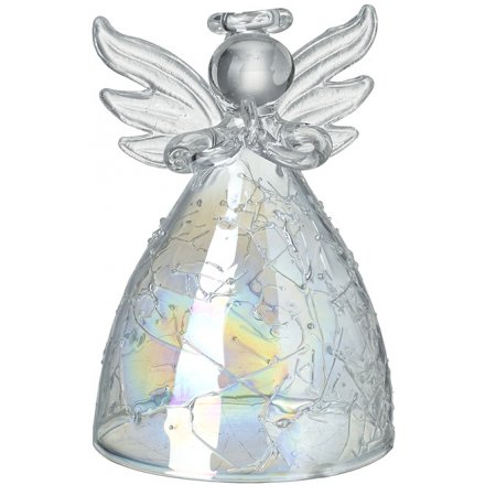 Iridescent Glass Angel, 8cm 