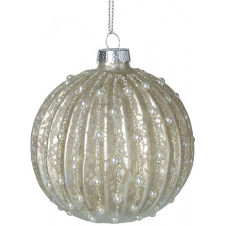 Champagne Gold Glass Bauble, 8cm 
