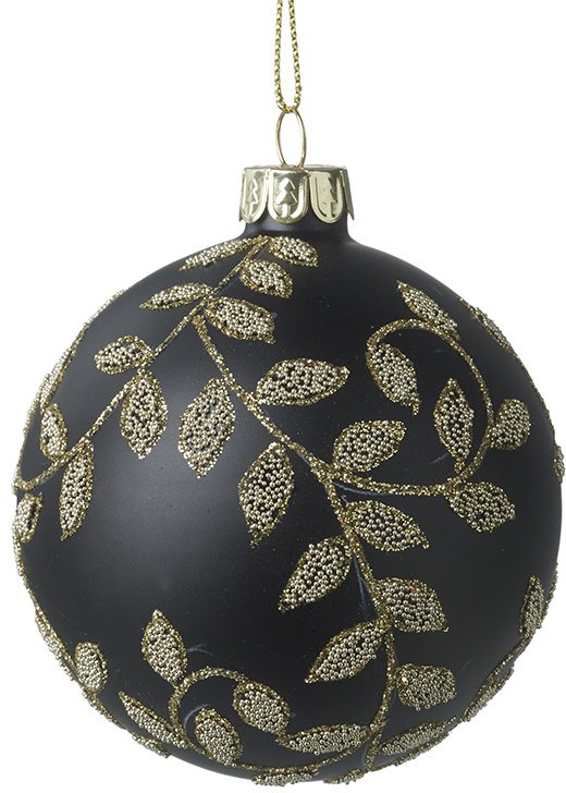 Black Glitter Leaf Bauble Christmas Decorations / Baubles Noël & Co