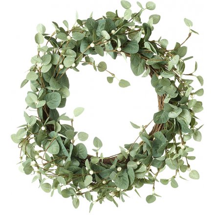 Leaf and White Berry Wreath
