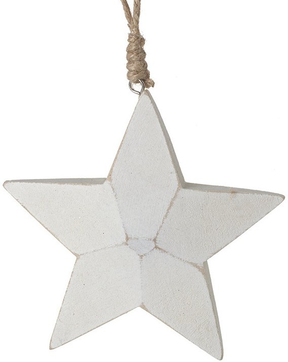 FFZ157B / Hanging White Wooden Star, 10cm | 49520 | Christmas / Hanging ...