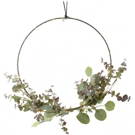 Hanging Wire LED Hoop With Eucalyptus, 32cm 