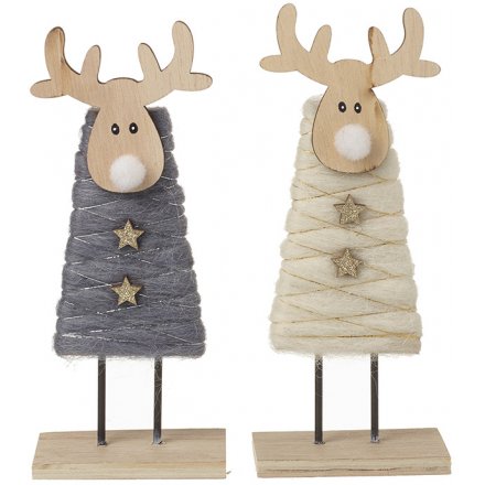Standing Woollen Reindeers, 16cm 