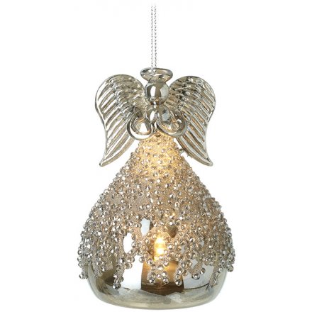 LED Glass Angel Hanger, 10.5cm 