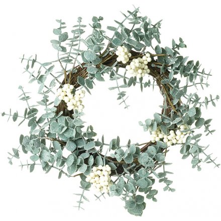 White Berry Eucalyptus Wreath, 35cm 