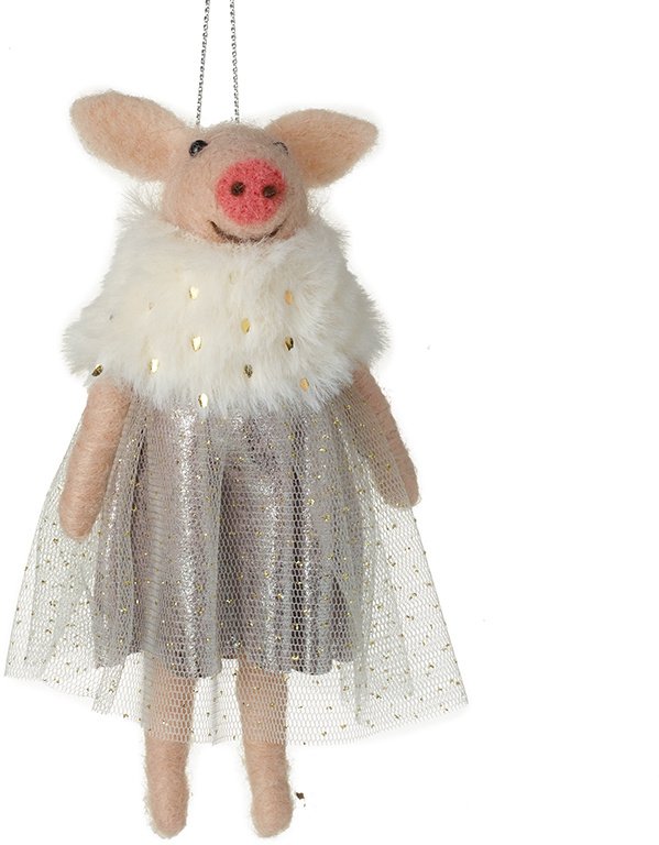 OYY135 / Hanging Woollen Pig In Skirt, 13cm | 49573 | Christmas ...