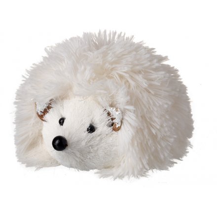 White Fuzzy Hedgehog, 14cm 