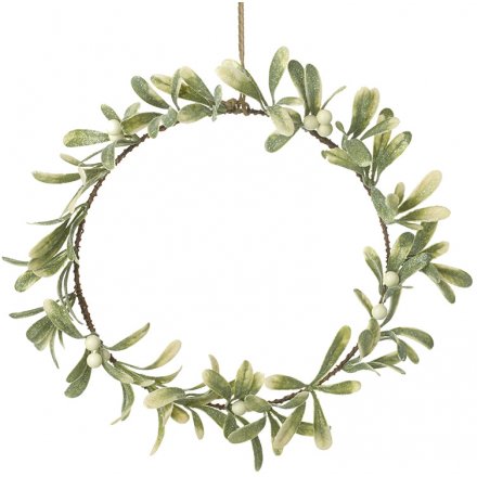 Hanging Mistletoe Wreath, 25cm 