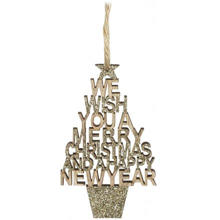 Hanging Merry Christmas Wooden Sign , 8cm 