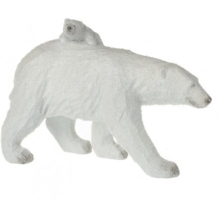 Walking Polar Bear And Cub, 26cm 