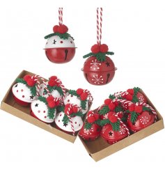 An assortment of Red and White Bell Sets with added Holly Berry trimmings 