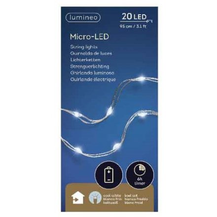 Add some twinkling lights to vases, lanterns, garlands and wreaths. This string of 20 micro lights gives a lovely glow