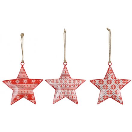 Hanging Metal Red Stars, 10cm 
