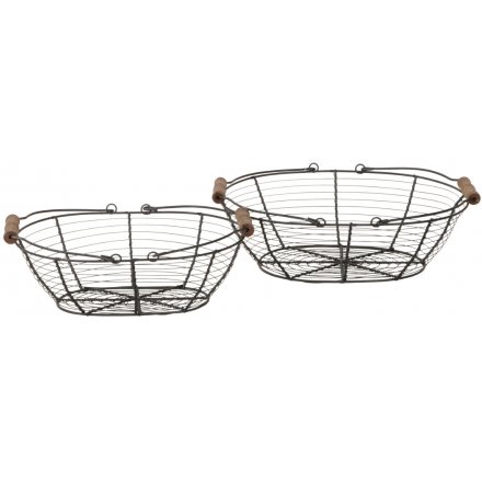 Set of 2 Wire Baskets, 36cm 