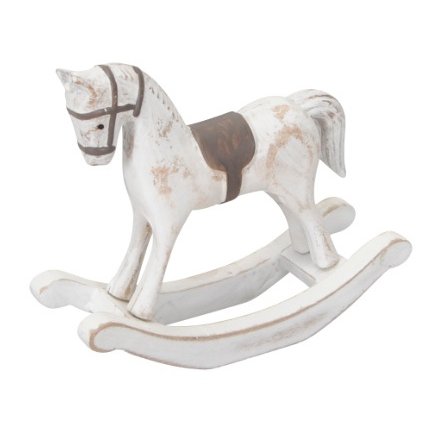 White & Brown Rocking Horse, 13cm 