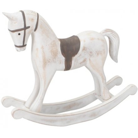 White & Brown Rocking Horse, 26.5cm 