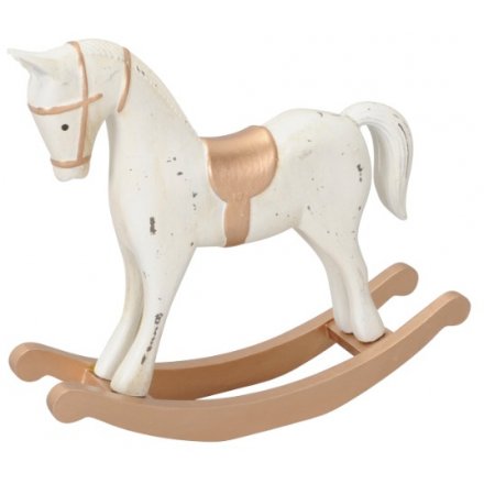 White & Gold Rocking Horse, 26.5cm 