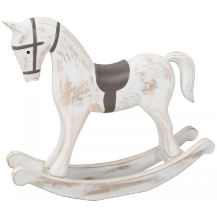White & Brown Rocking Horse, 37.5cm 