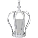 An overly distressed white metal crown with a removable base suitable for placing Tlights 