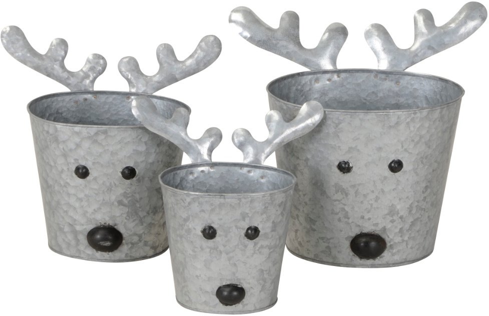 Zinc Metal Reindeer Planter Set, 30cm 49749 Christmas / Display and