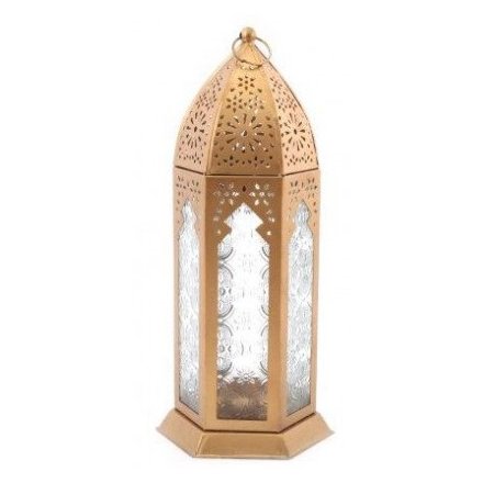 Gold Metal Caged Lantern, 29cm 