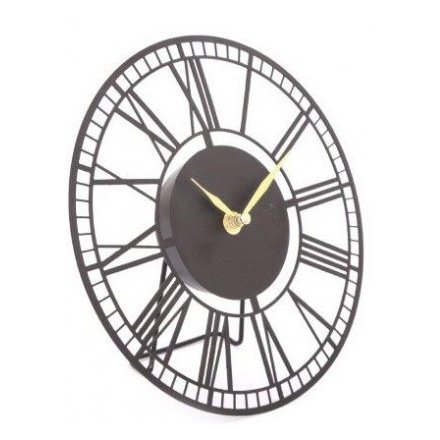 22cm Black Roman Numeral Clock 