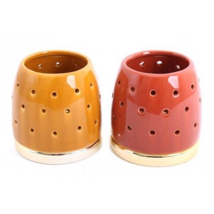 Autumn Hue Ceramic Tlight Holders, 9cm  