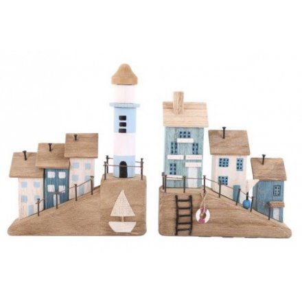Assorted Wooden Beach Houses, 29.5cm 