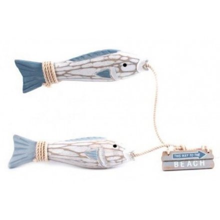 Blue and White Hanging Carved Fish, 41.5cm 