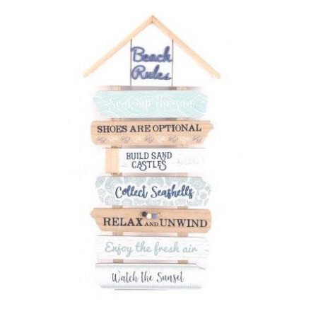 Wooden Beach Rules Sign, 50.5cm 