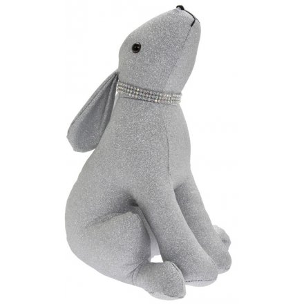 Sparkly Silver Bling Hare Doorstop 